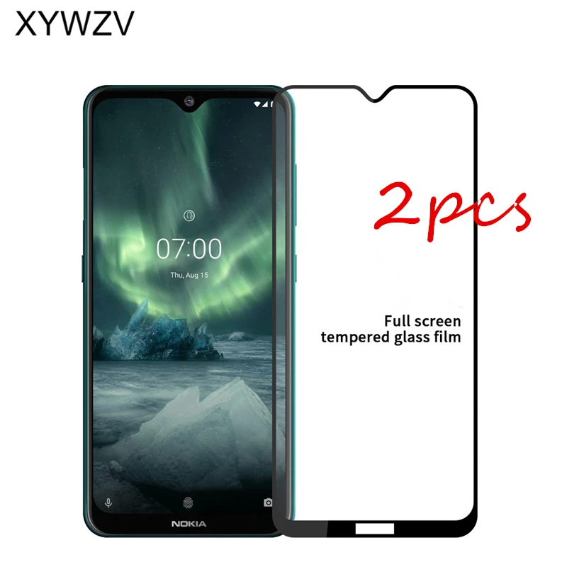 Vidrio templado para Nokia 6,2, pel&iacute;cula de pegamento Full HD 9H, Protector de pantalla de vidrio duro para Nokia 6,2, 2 uds.-0