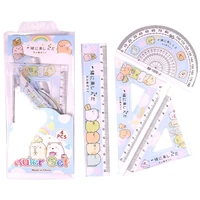 4pcsset kawaii cartoon straight triangle ruler protractor drafting drawing school office supplies