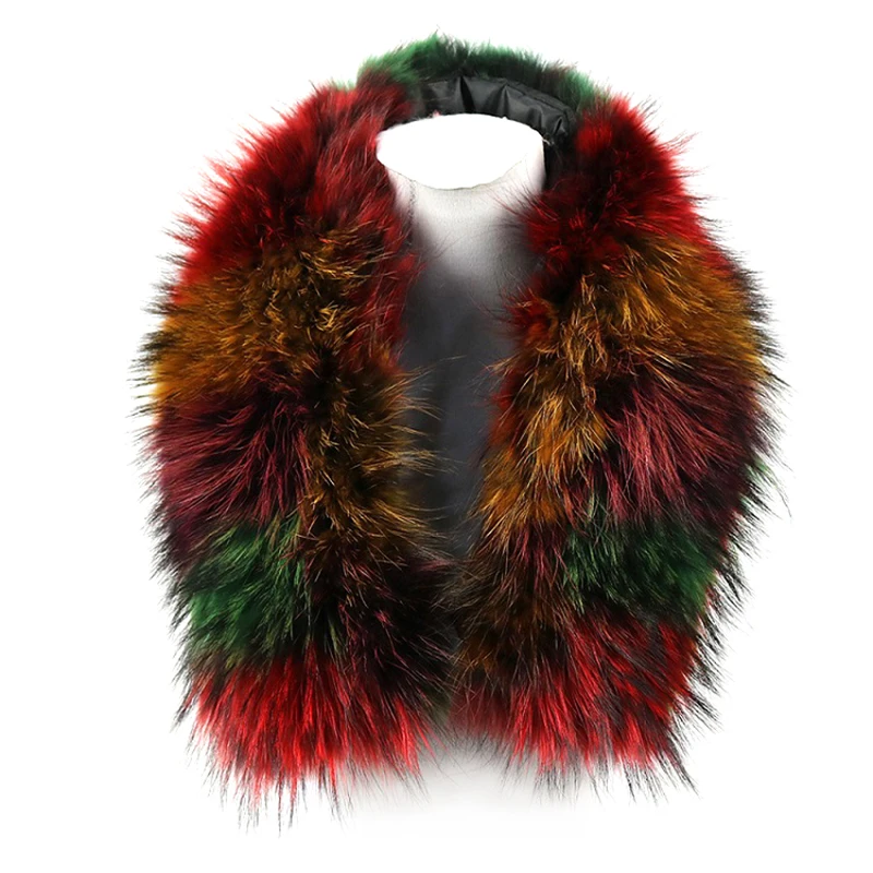 Высококачественный цветной воротник из меха енота шаль пальто женский шарф