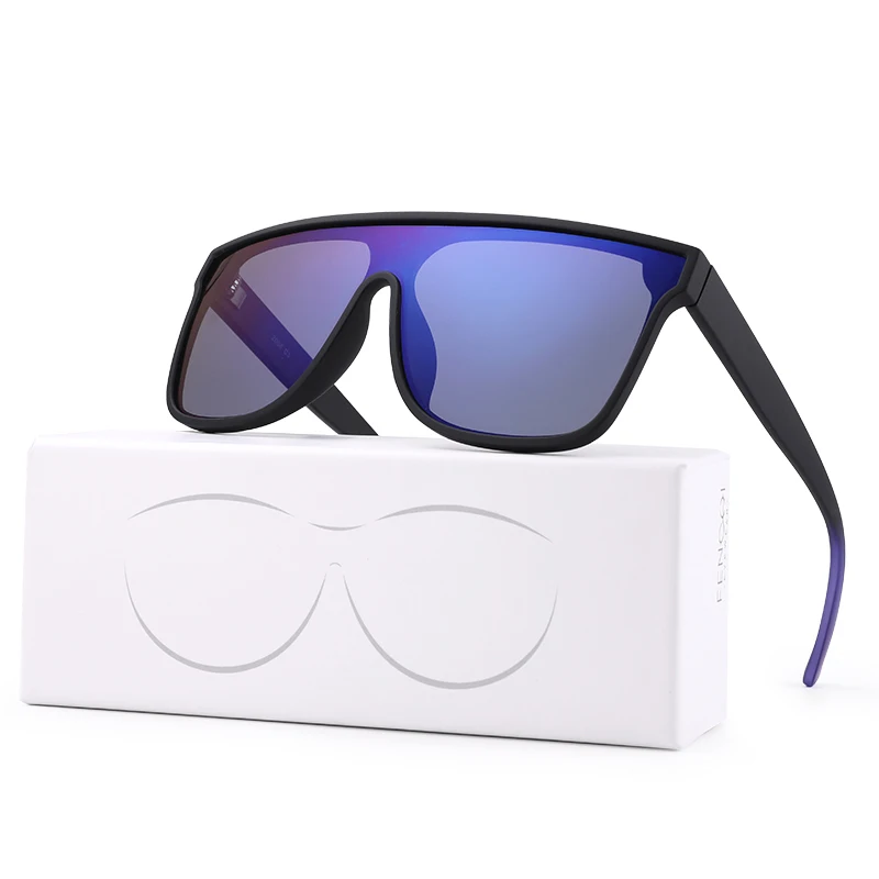 Женские солнцезащитные очки без оправы FENCHI розовые большие со стразами для