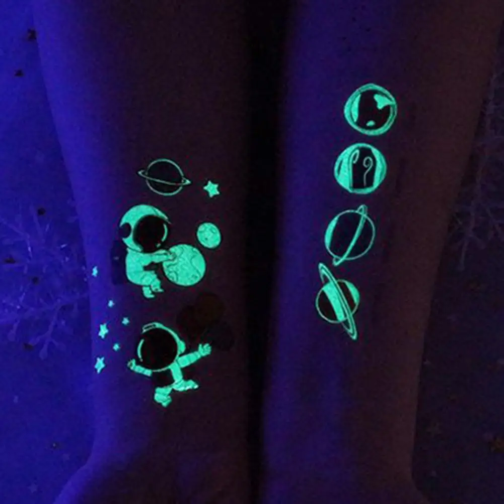 

Cartoon Waterproof Planet Spaceship Temporary Tattoo Luminous Sticker Body Art for Kids