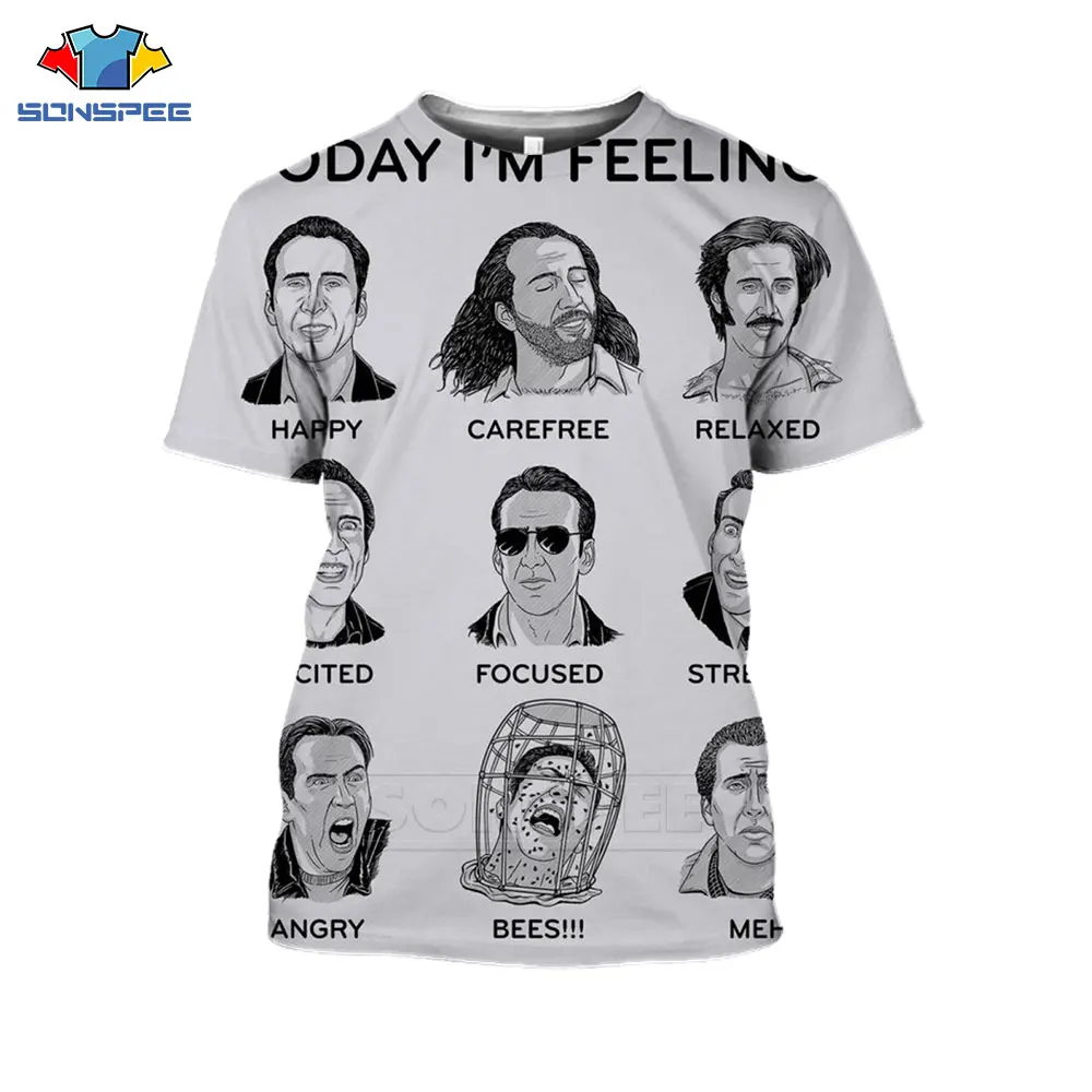 

Nicolas Cage Funny Actor T Shirt Summer Men Clothes 3D Print Full Many Faces Short Casual Sleeve Streetwear Tops Oversized Tee