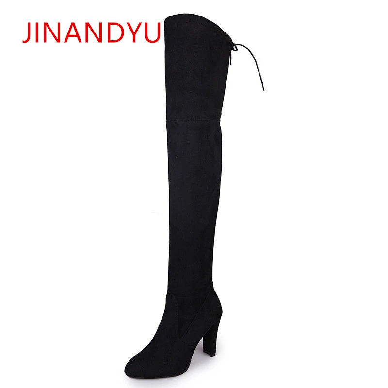 Over The Knee Boots Winter High Heel Boots Women Slim Sexy Long Boots Women Suede Leather Botines Negro ladies Shoes Size 43 images - 6