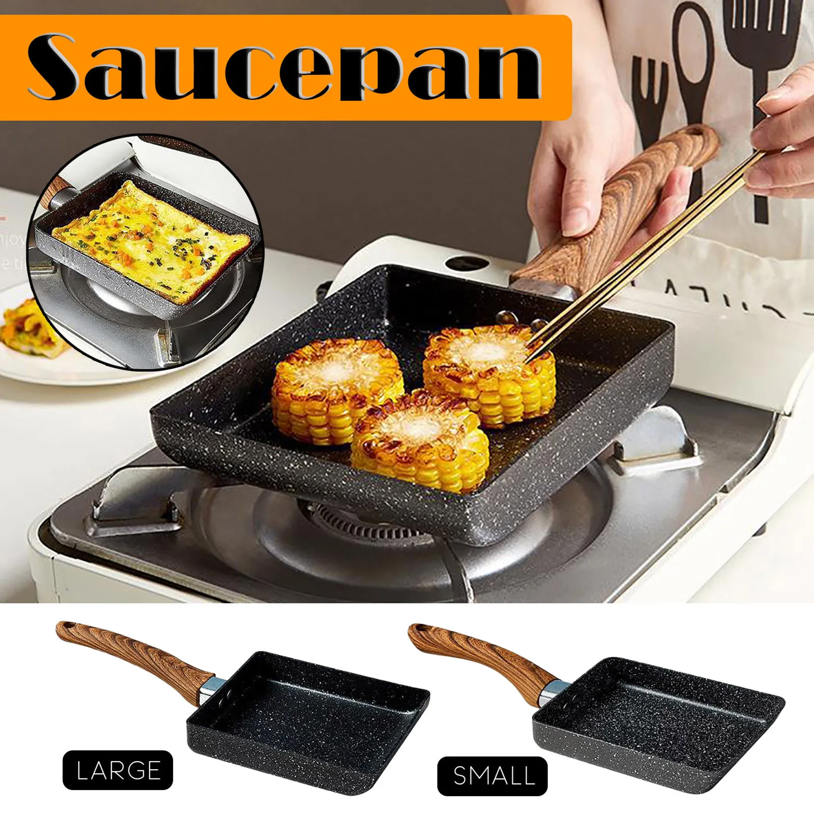 

Frying Pan Tamagoyaki Omelette Black Non-stick Pan Fry Egg Pan Pancake Kitchen Pot Only Use For Gas Cooker Cooking Baking Pans