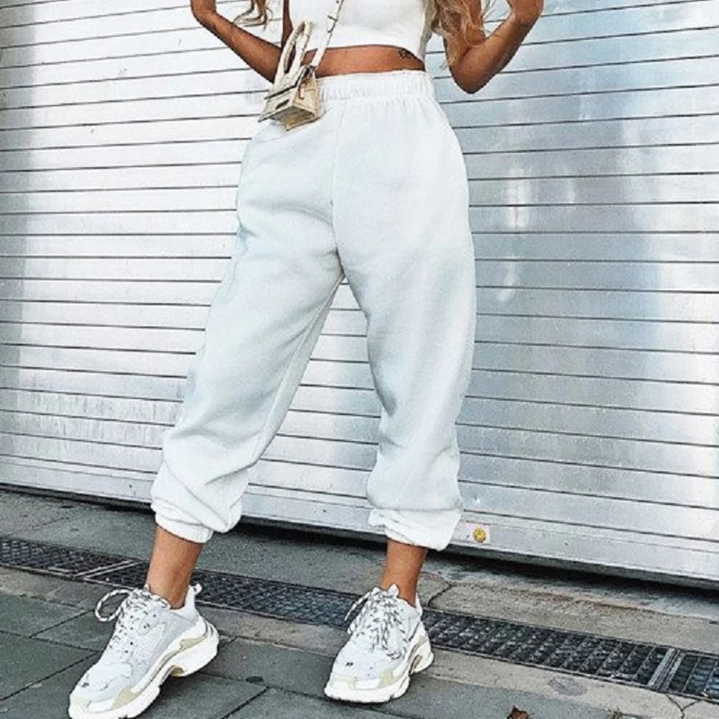 Брюки спортивные женские черные серые белые с высокой талией | Женская одежда