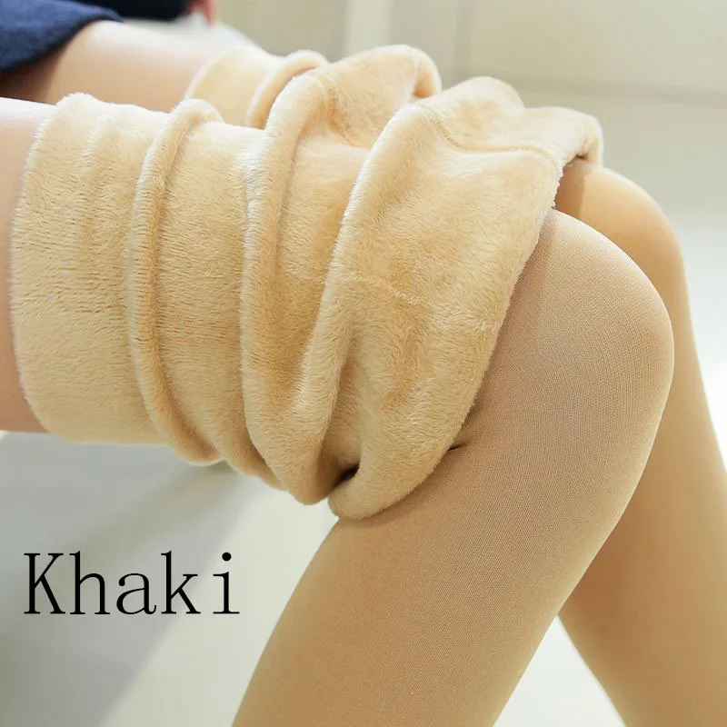 Khaki 88 Модные женские колготки, 8 цветов, плюс 3XL, высокое качество, трикотажные колготки, супер эластичные, искусственный бархат, зимние сексуальные плотные тонкие колготки - Цвет: Khaki 88