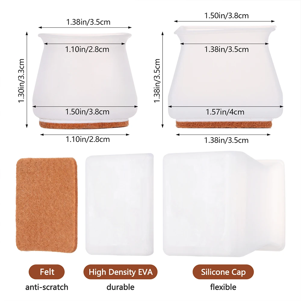 

4PCS Silicone Non-Slip Chair Leg Cap Wear-resistant Durable Table Pads Thick Furniture Feet Covers Floor Protector Reduce Noise