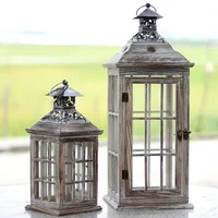european style used candlestick iron horse lamp wooden windproof lamp glass floor lantern wedding road guide props