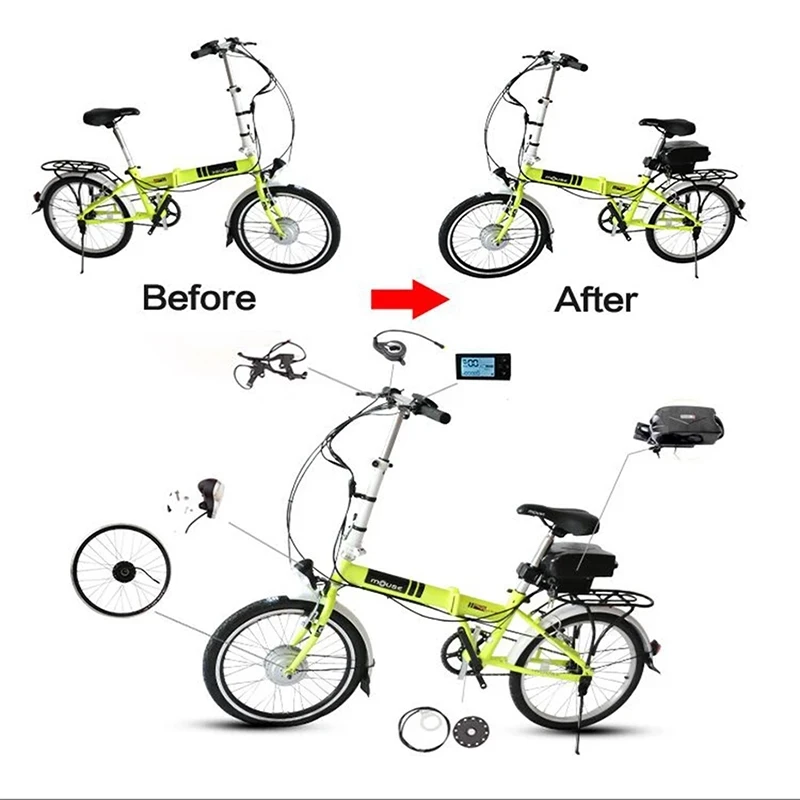 

48V 350W-500W E-bike Electric Bike Conversion kit Hub Motor 10AH with Frog Lithium Battery Ebike Kit Front Rear Hub Motor Wheel