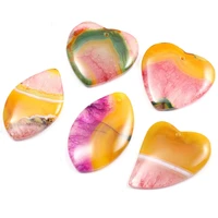 5pcslot peach heart shaped striped agates pendant natural stone meditation amulet diy jewelry