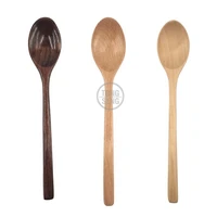wooden bamboo solid spoon set 23 5cm soup spoon high quality flat handle cooking mixing stirring kitchen tool natural tableware
