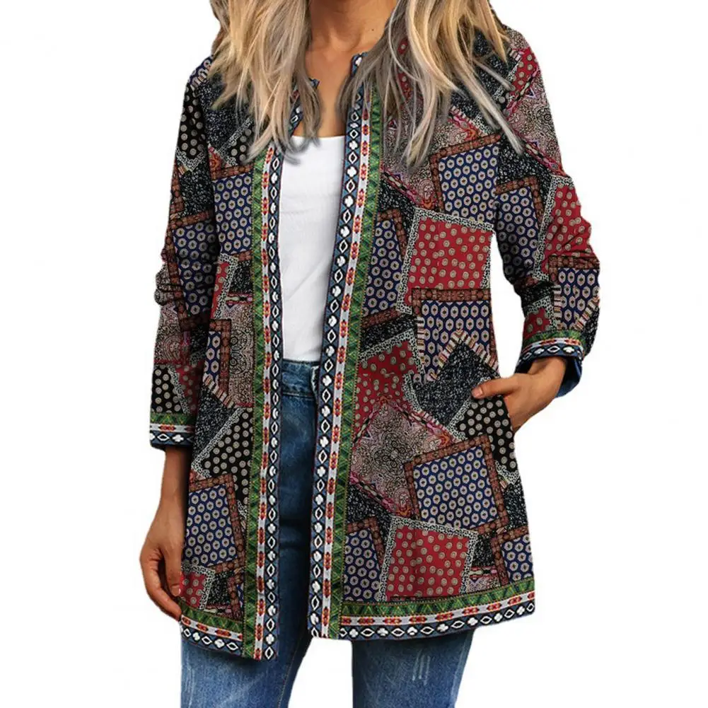 

Women Coat Loose Jacket Casual Vintage Ethnic Printed Pattern Coats Winter Elegant Warm Cardigan Women Clothing for Going Out