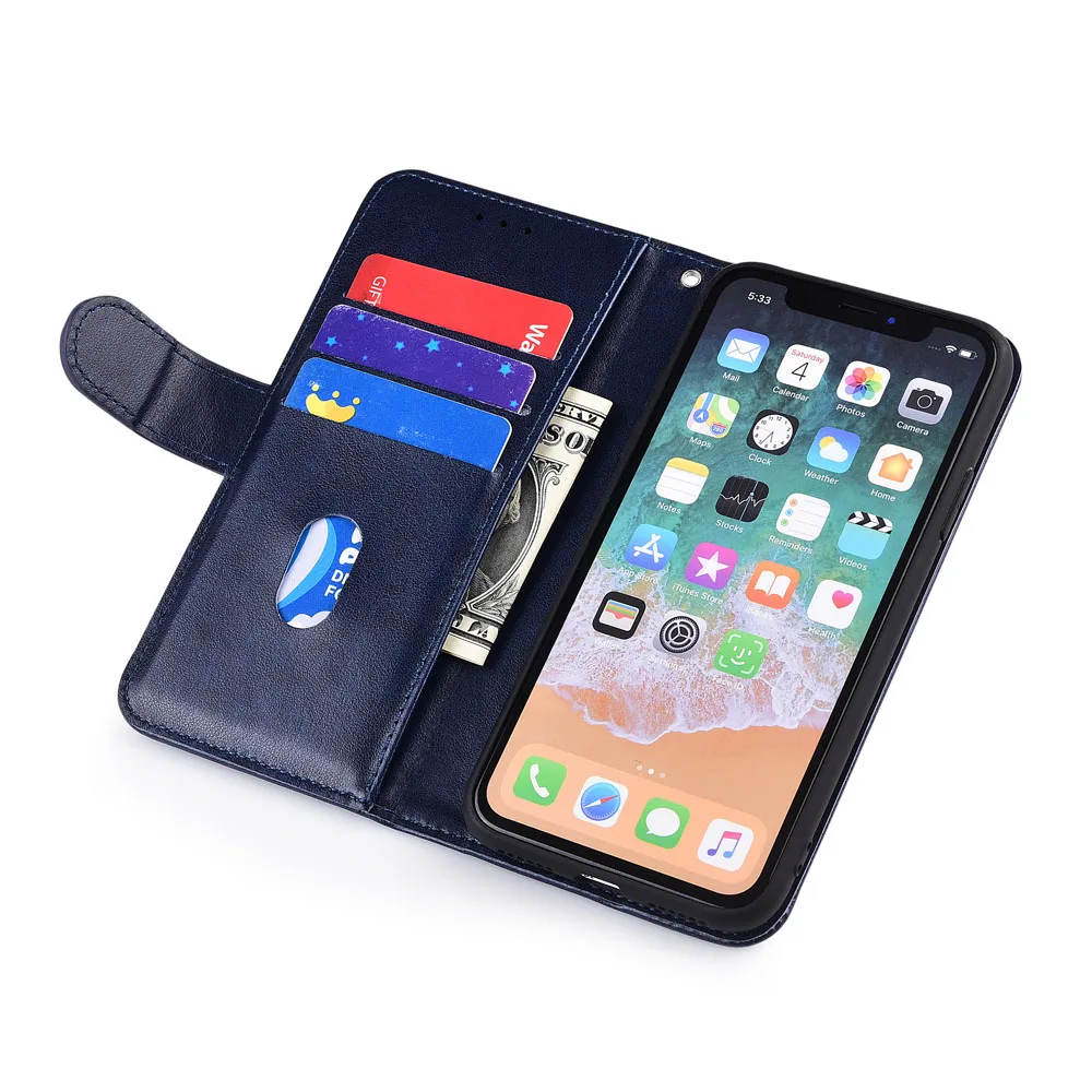 Чехол-Кошелек из искусственной кожи на молнии для iPhone 11 Pro X XS Max XR чехол с ремешком