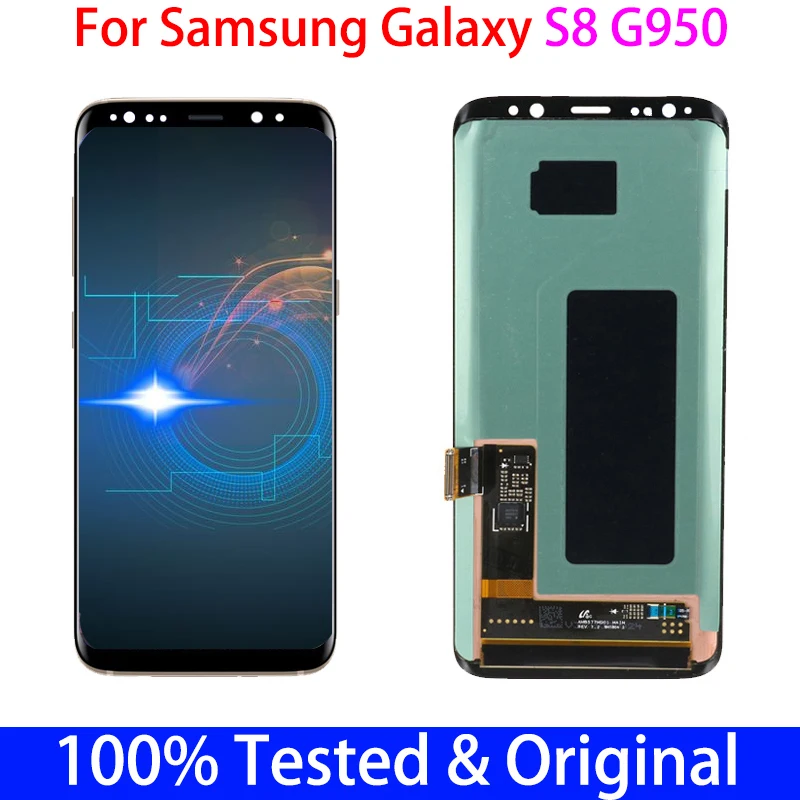 

Frame Original SUPER AMOLED LCD Replacement For Samsung Galaxy S8 G950 G950F G950U G950FD LCD Display Touch Screen Digitizer