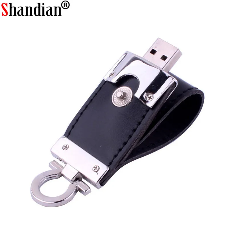 SHANDIAN коричневые кожаные флеш диск USB 2 0 4GB/8GB/16GB/32GB/64GB 128GB брелок накопителей и