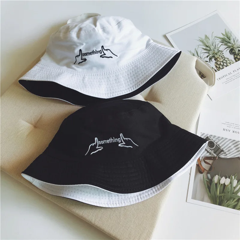 Двухсторонняя Кепка с вышивкой на пальце Панама мужская шляпа женская летняя