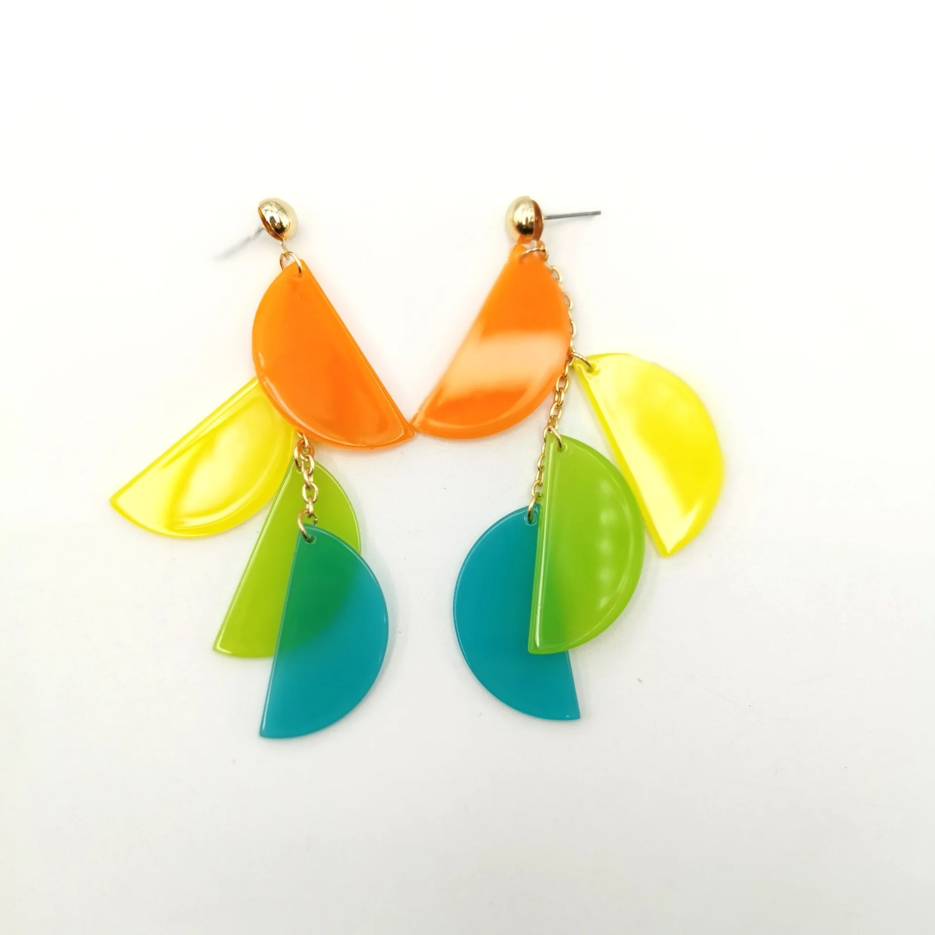 

For Women Geometric Fashion Cool Dangle Earrings 2021 Exaggerated Mix Color Transparent Long Tassel Half Circle Acrylic Earrings