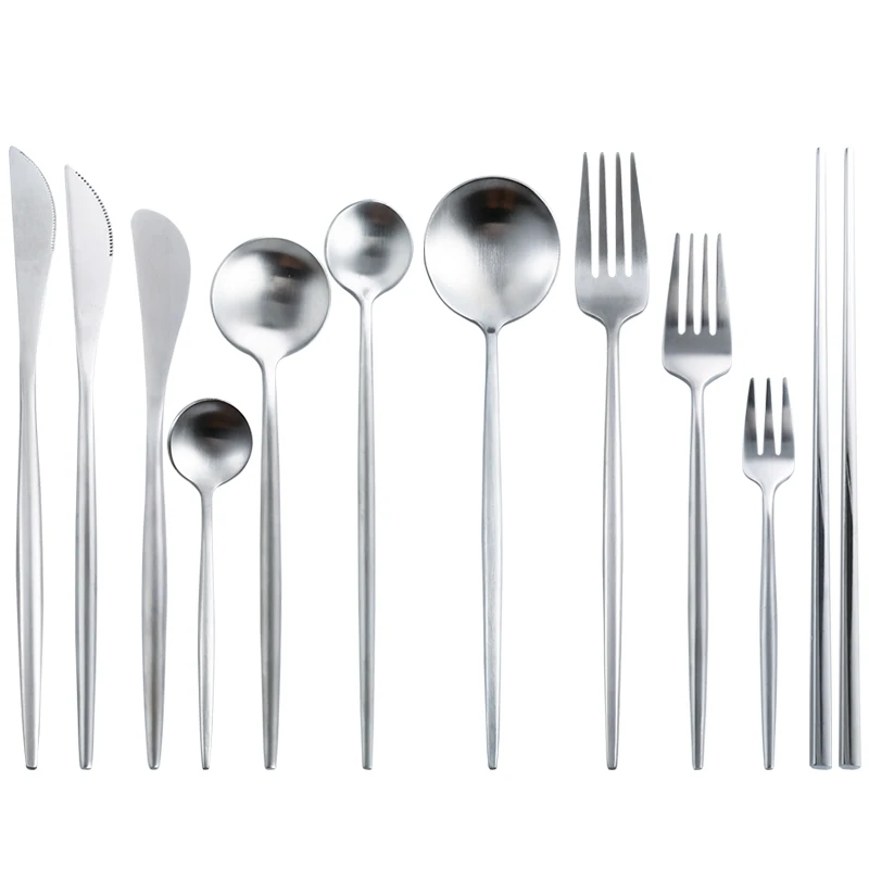 Серебристый цвет набор столовых приборов высококлассные стальные столовые
