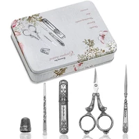 sewing tool set vintage scissor embroidery tailor scissor case needle bottle sewing thimble 5pcsset craft sewing tool kits