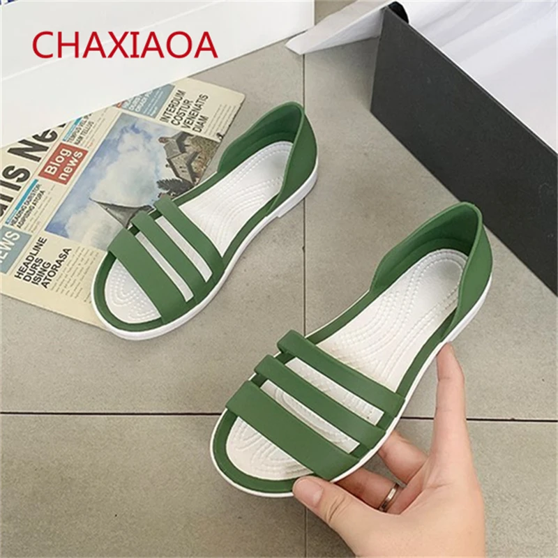 

CHAXIAOA Women's Sandals 2021 Open Toe Slip On Casual Beach Flats Shoes for Women Outdoor Summer Flip Flops Female Jelly Sandals