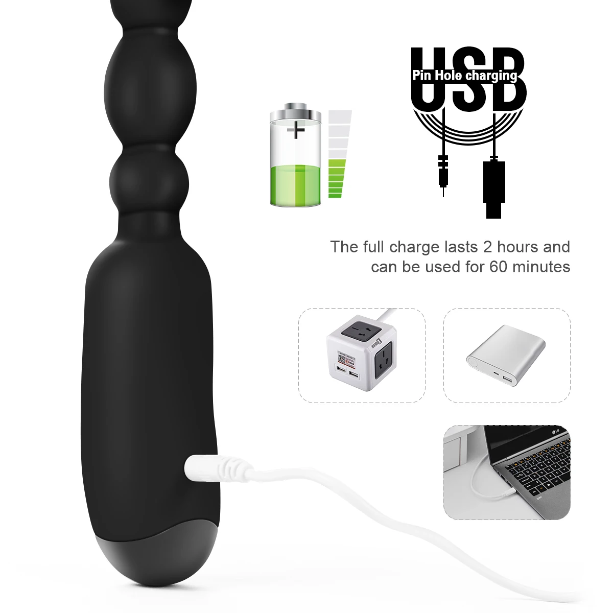 Анальная пробка с 6 маленькими бусинами вибратор для точки G мастурбатор мужчин и