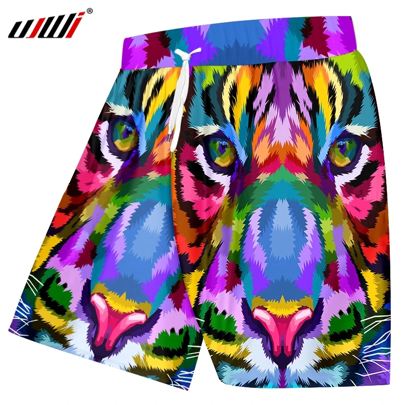 UJWI летние новые пляжные шорты тренд 3D печатных динозавров милые пары Красочные