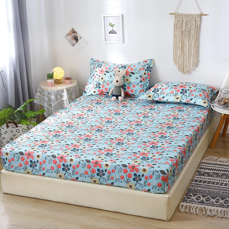 

New Arrivals 1PC Soft Printed Fitted Sheet With Elastic Band Bed Sheet Cover (No Pillowcases)Full Queen King Size Dropshipping