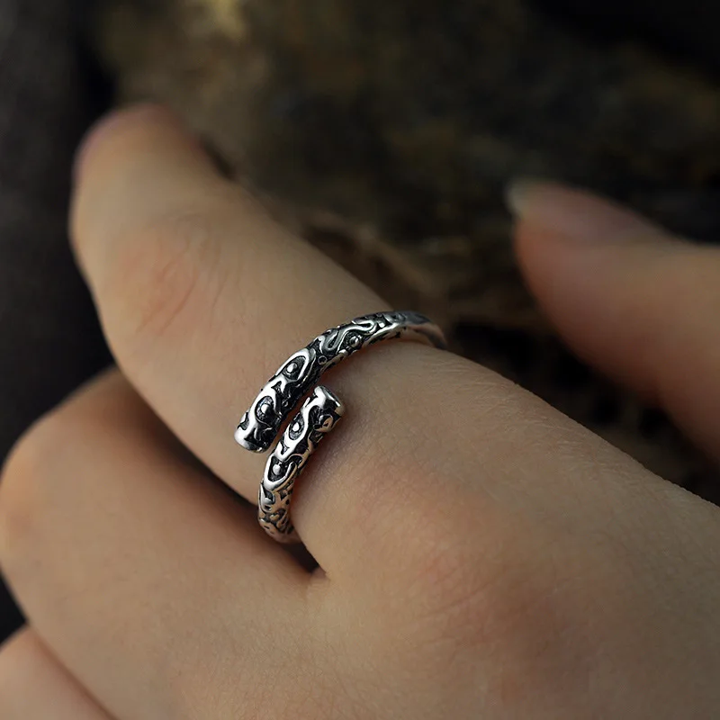 Подлинное твердое 925 пробы Серебряное кольцо для пары винтажное инкатантное