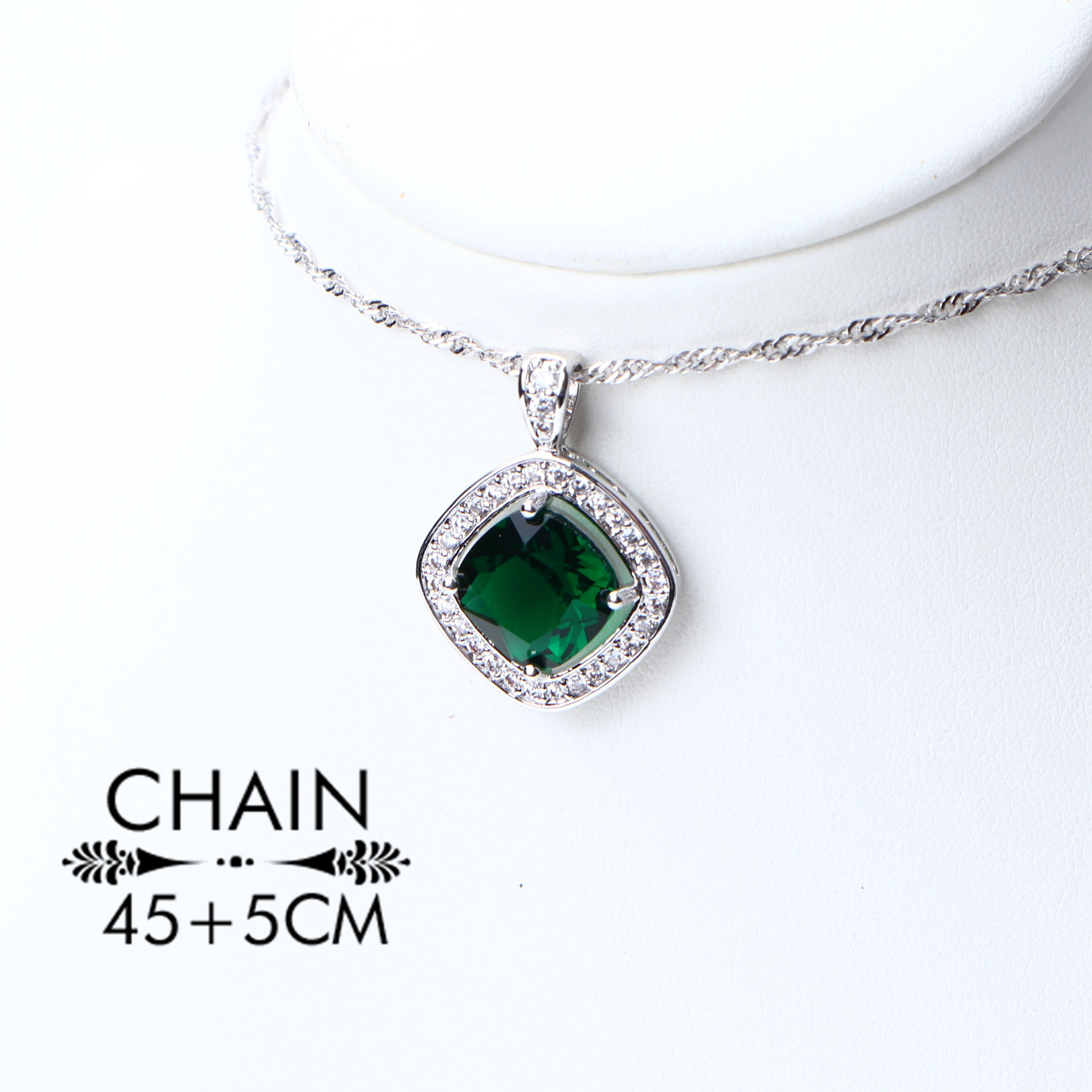 Циркониевый свадебный ювелирный набор 925 Серебряный Зеленый Камень женские