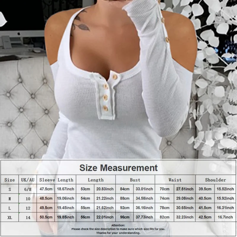 

Fashion High Quality Women's Cold Shoulder Long Sleeve Tops Ladies Slim Fit O Neck Blouse T-Shirt