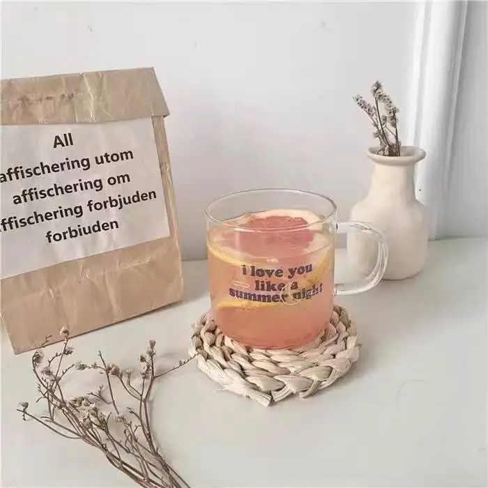 

Love You Glass Milk Cup Coffee Breakfast Cup Lovers