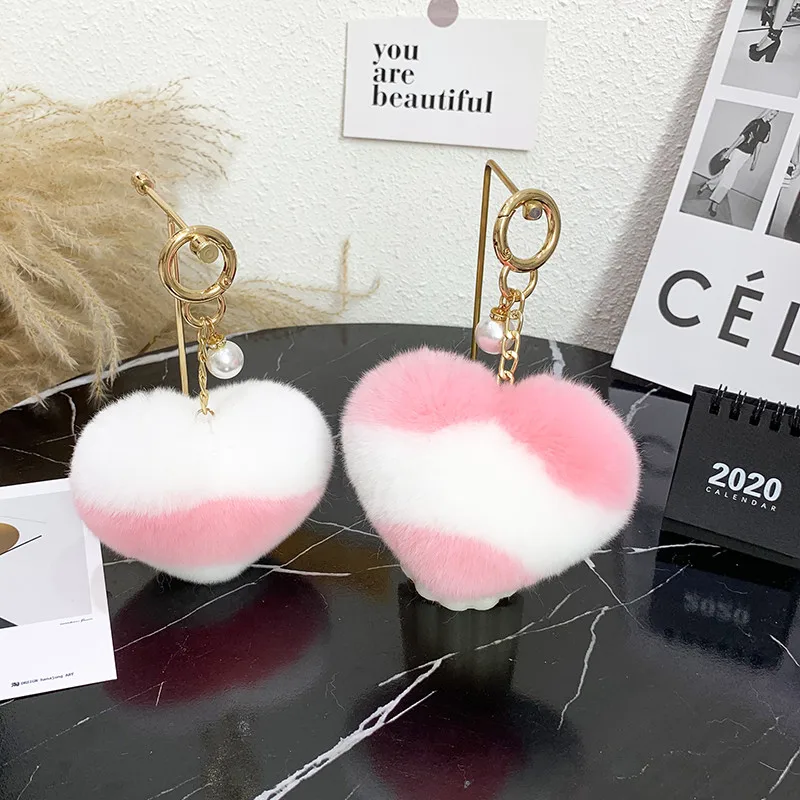 Высота каблука 10 см пушистым помпоном из меха кролика брелок для ключей с