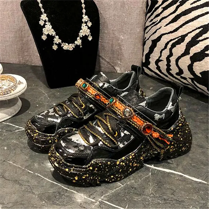 Кроссовки женские кожаные на толстой подошве повседневные прогулочные туфли с