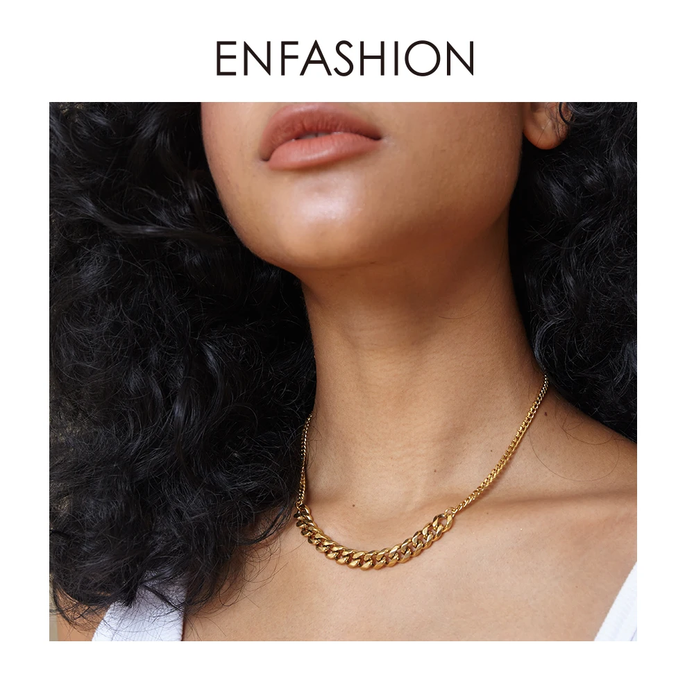 Цепочка с подвеской ENFASHION ожерелье кулоном из нержавеющей стали золотого цвета