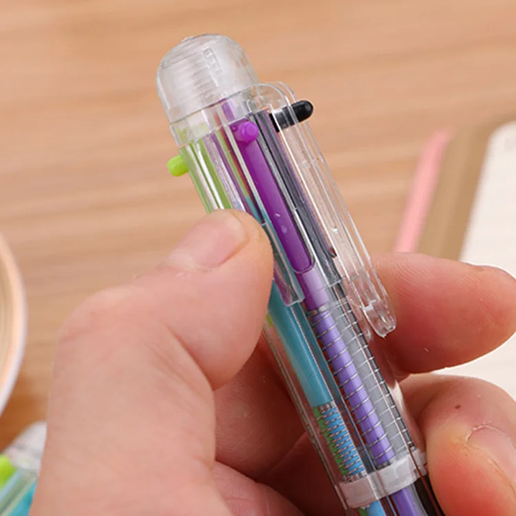 Neue Ankunft Neuheit Multicolor Kugelschreiber Multifunktion 6 в 1 Bunte Schreibwaren kreactive Schule Liefert|Шариковые ручки| |