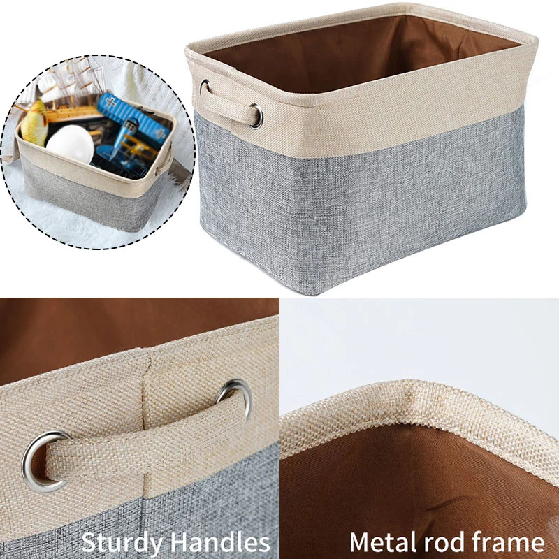 

Корзина для хранения игрушек и домашних животных, складная Холщовая Сумка для собак, льняной ящик для хранения игрушек и домашних животных, ...