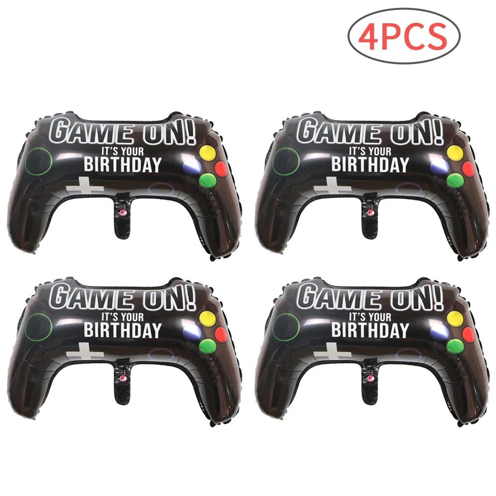 

4pcs Video Game Party Balloons Gome On Game Controller Aluminum Foil Balloon Birthday For Boys Kids Gaming Party Decorations