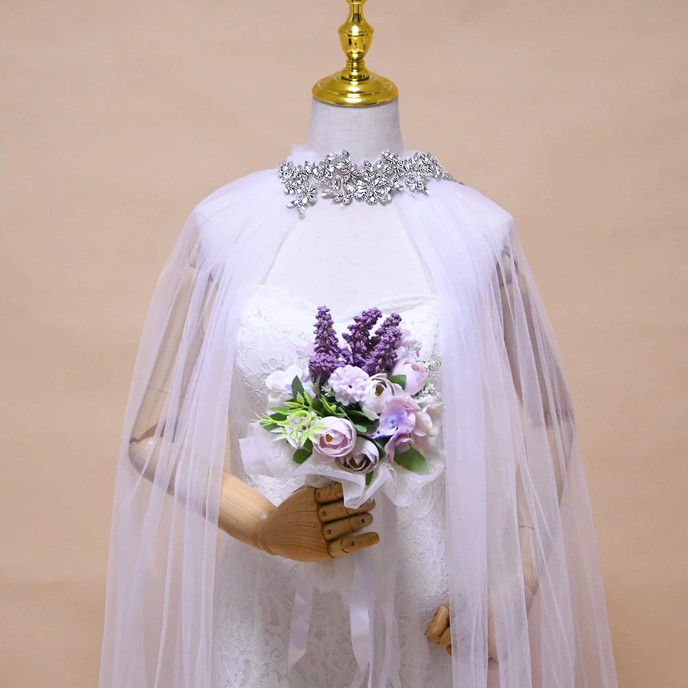 

TRiXY G22 роскошные стразы с аппликацией, Длинные свадебные накидки, элегантные свадебные накидки, шаль, Кружевной Жакет со шлейфом, свадебная н...