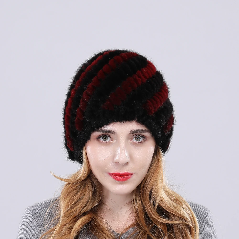 Новое поступление зимняя женская меховая шапка вязаные шапки из натурального