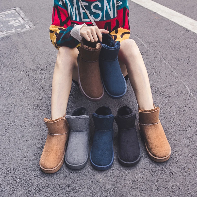 2019 г. Зимние сапоги женская зимняя толстая нескользящая теплая дышащая короткая