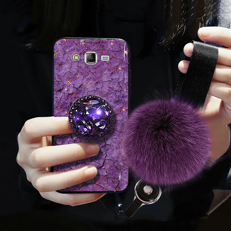 Epoxy Gold Foil Gem Phone Case For Samsung Galaxy J2 J5 J7 Prime J3 2016 2017 J4 J6 Plus 2018 J8 Pro Ring Holder Cover | Мобильные