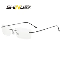 shinu ultralight frameless 100 titanium ip plated glasses frame men high quality super stretch eyeglasses frame ti025