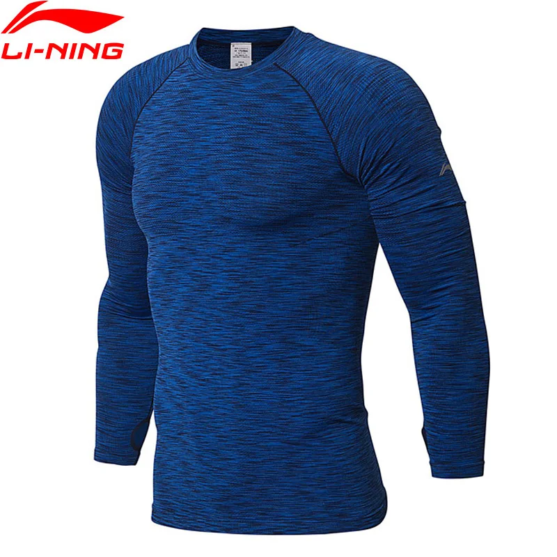Мужская Тренировочная футболка Li Ning удобные дышащие футболки с длинными