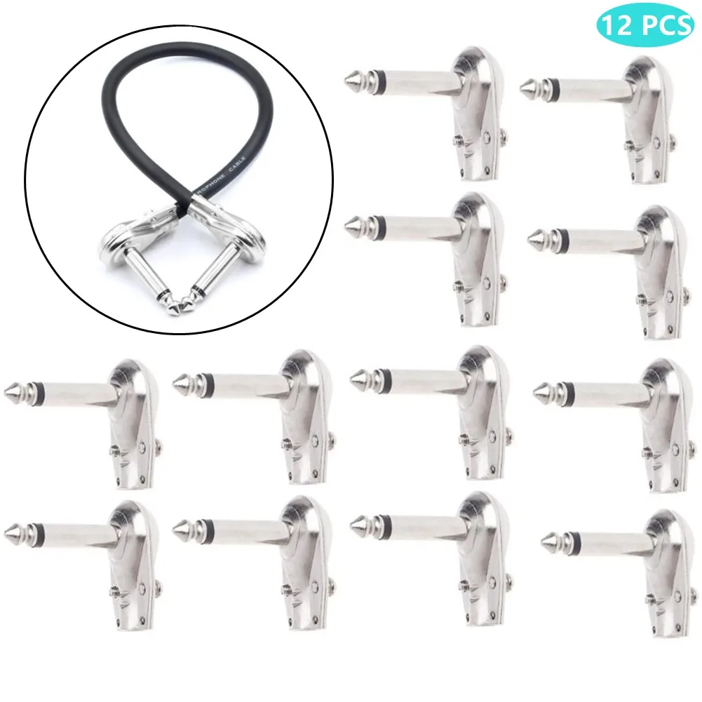12PCS Angle 6.35 Mm 1/4 Inch Mono Jack Plugs For Guitar Audio Cable For Microphones Audio Equipment Mixer Peripheral Jack enlarge
