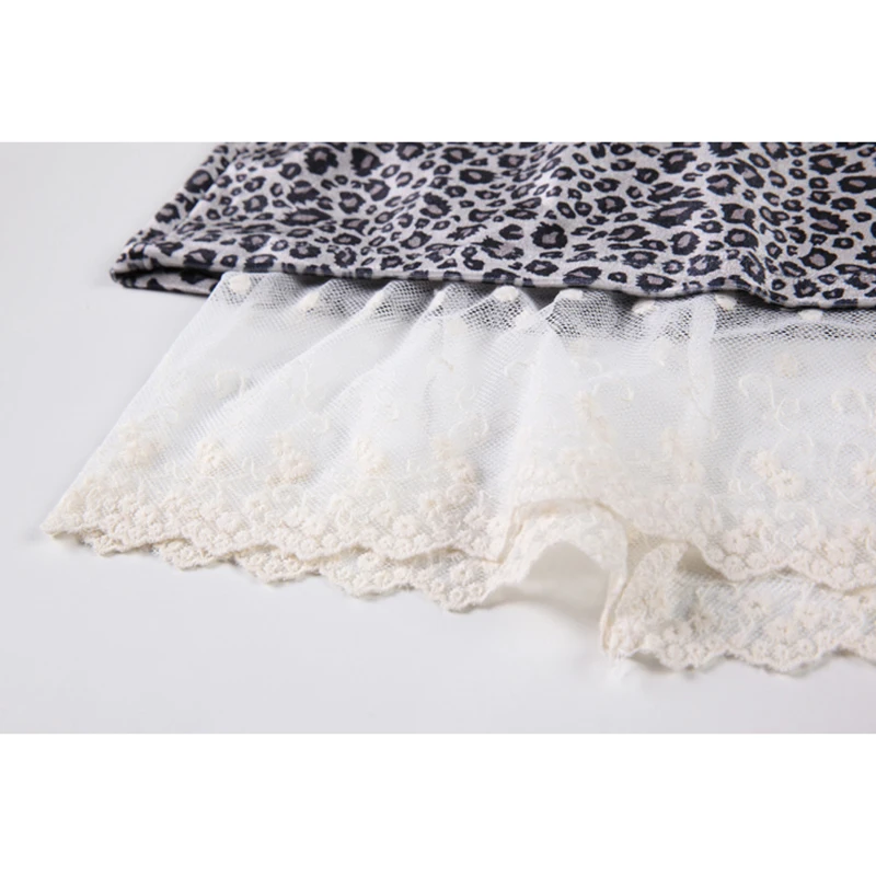 

Mesh Spliced Leopard Print Sexy Crop Skirt 2021 High Waist A-Line Retro Fashion Mini Skirts Female High Waist Party Club Clothes