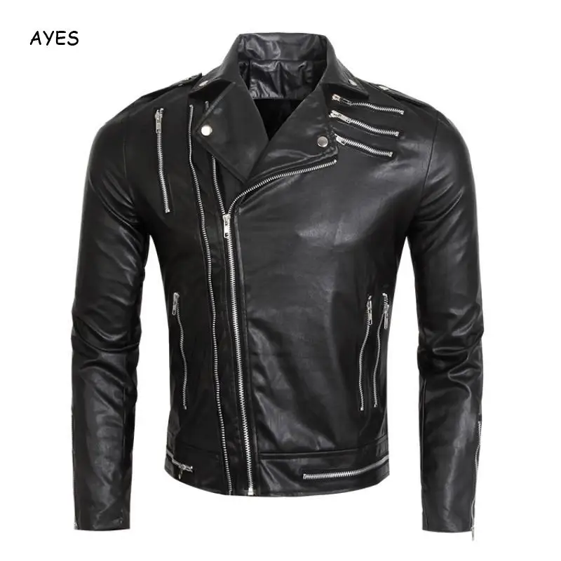 

Мужская ветрозащитная куртка из искусственной кожи, черная мотоциклетная куртка на молнии сбоку, на осень-зиму, 2020