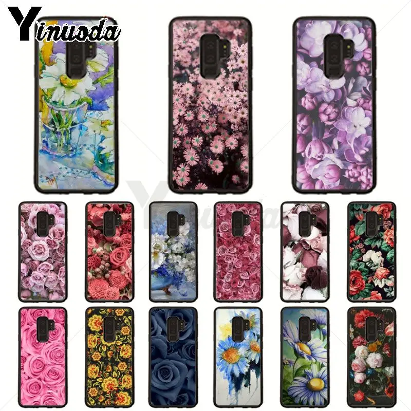 Большой полосы Дейзи с изображением розовых цветов мягкий чехол для телефона