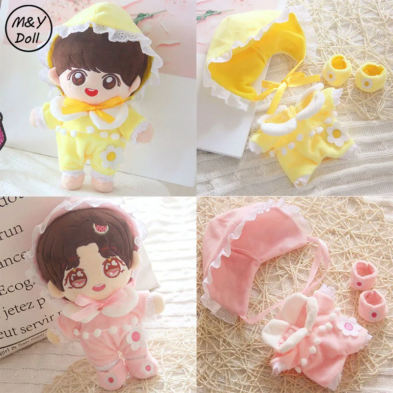 

20CM Doll Clothes Replaceable Kpop Idol Sean Xiao Yibo Cute Baby Shoes Overalls Plush Toy Clothing Soft Dolls Accessories