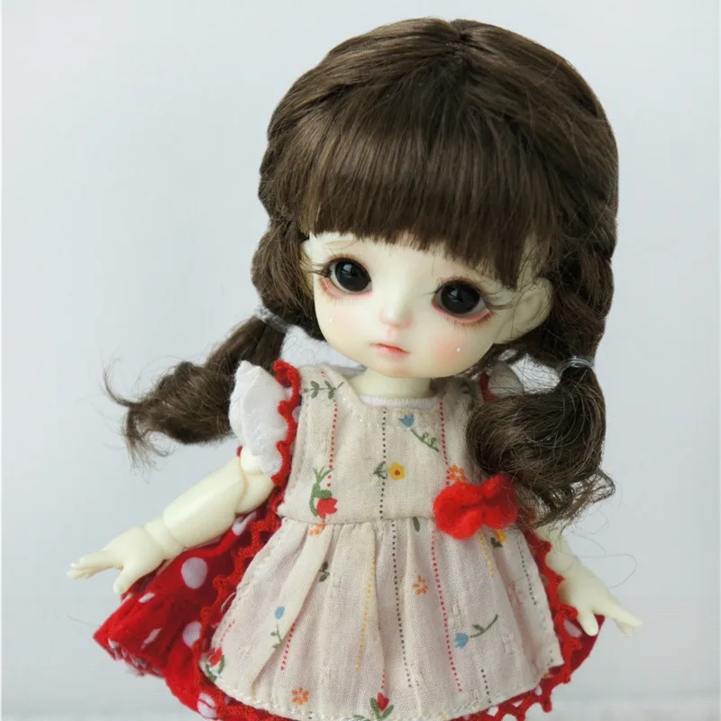 BJD-Peluca de pelo trenzada Retro para mu&ntilde;eca, accesorio de cer&aacute;mica de imitaci&oacute;n, mohair, cabeza de bola, ob11, DIY, 1/8-5