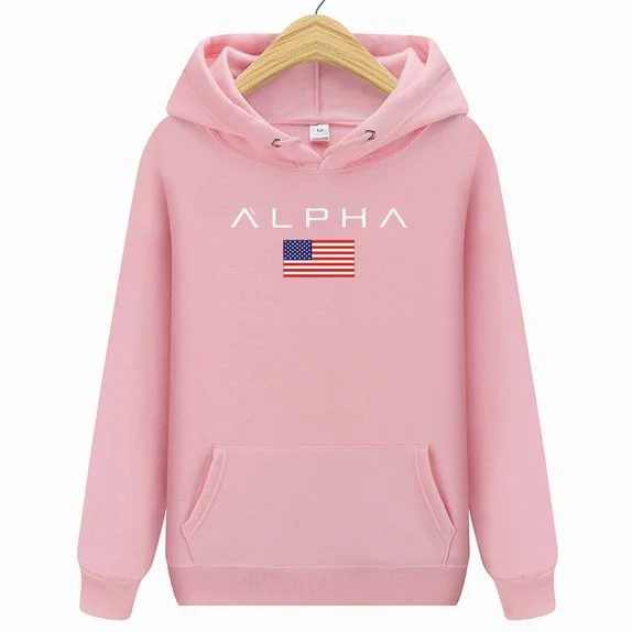 Мужская Высококачественная модная толстовка с буквенным принтом Alpha Industries Мужская/женская осенняя и зимняя новая брендовая Толстовка - Цвет: Pink